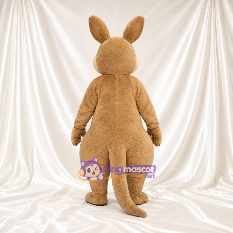 Costume de mascotte Kangourou – brun clair – Griffes (noir); Petit dans la poche Costume de mascotte Kangourou – brun clair – Griffes (noir); Petit dans la poche