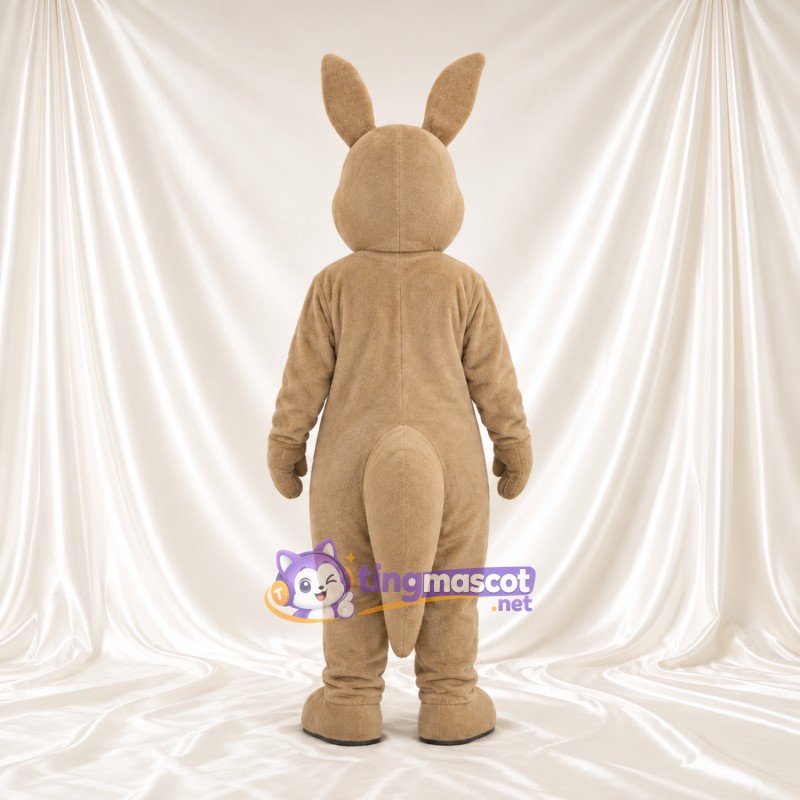 Costume de mascotte Kangourou – brun clair – Poche ventrale (blanc) Costume de mascotte Kangourou – brun clair – Poche ventrale (blanc)