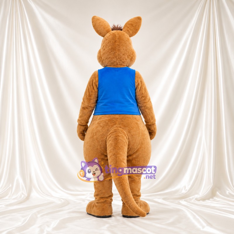Costume de mascotte Kangourou – brun clair – Chemise (bleu) Costume de mascotte Kangourou – brun clair – Chemise (bleu)