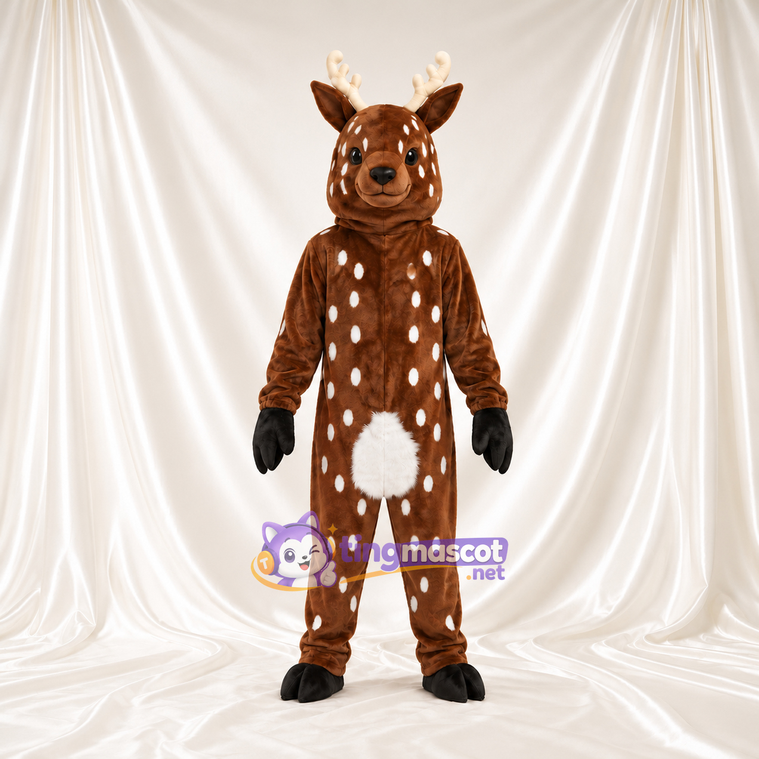 Brown Deer Mascot Costume - White Antlers and White Spots Brown Deer Mascot Costume - White Antlers and White Spots