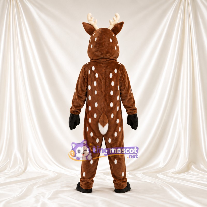 Brown Deer Mascot Costume - White Antlers and White Spots Brown Deer Mascot Costume - White Antlers and White Spots