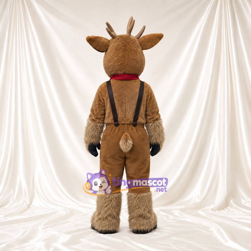 Brown Reindeer Mascot Costume - Brown Overalls Brown Reindeer Mascot Costume - Brown Overalls
