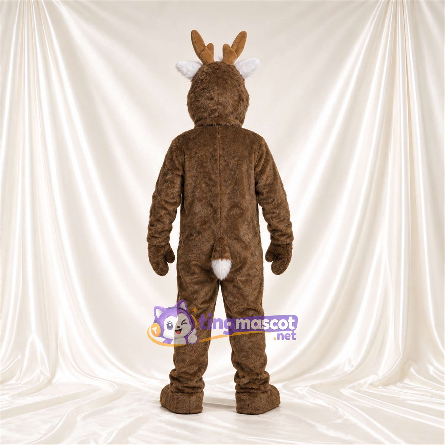 Costume de mascotte Cerf – marron – Torse (blanc); Petits bois Costume de mascotte Cerf – marron – Torse (blanc); Petits bois