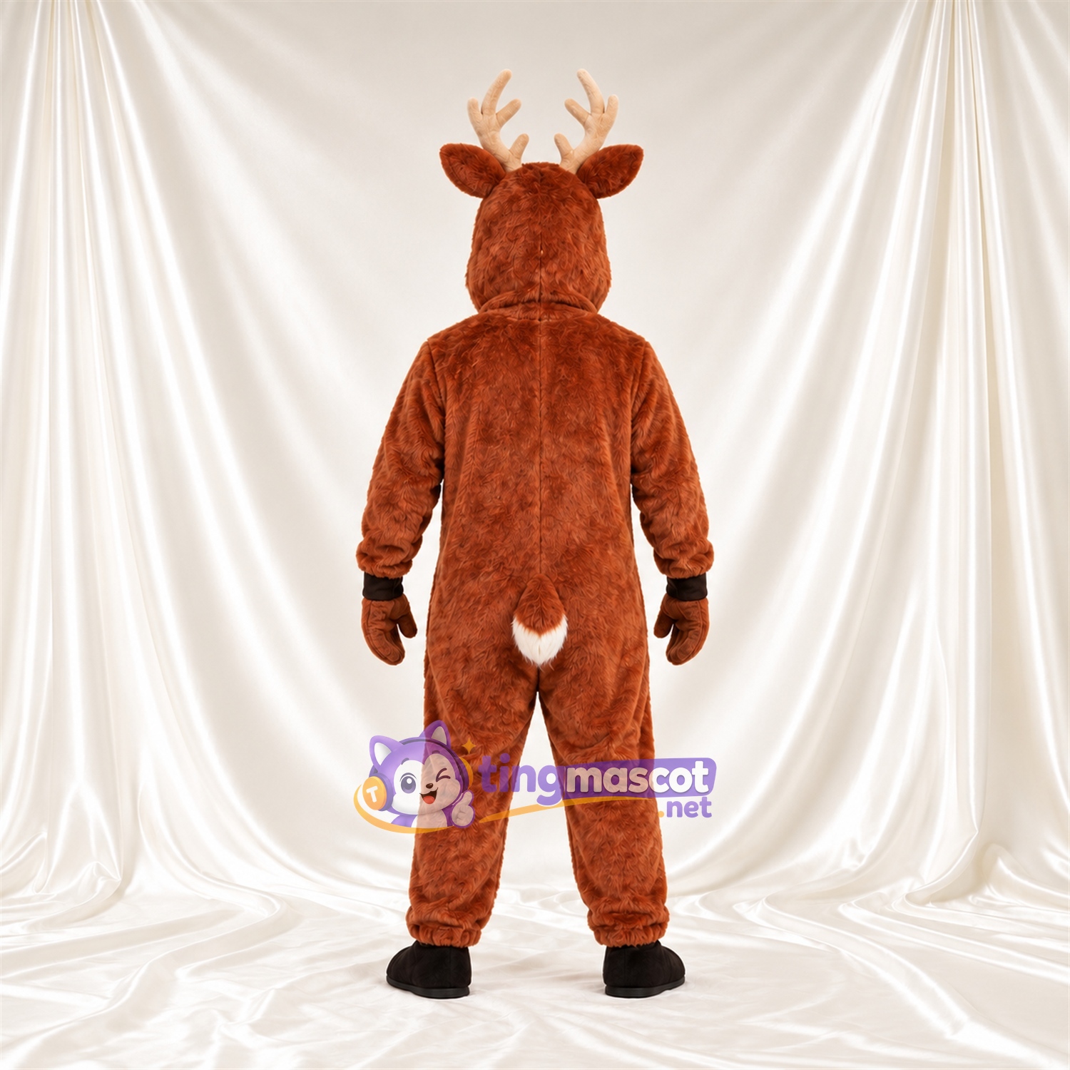 Costume de mascotte Cerf – marron – Torse (blanc); Bois (crème) Costume de mascotte Cerf – marron – Torse (blanc); Bois (crème)