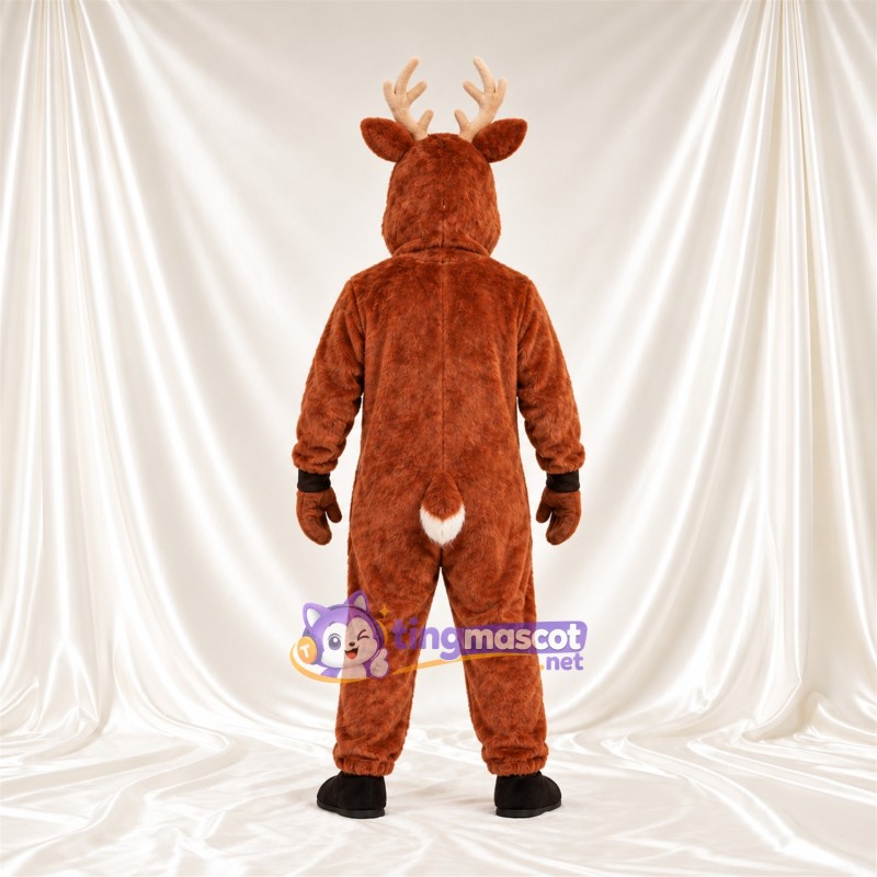 Costume de mascotte Cerf – marron – Torse (blanc); Bois (crème) Costume de mascotte Cerf – marron – Torse (blanc); Bois (crème)