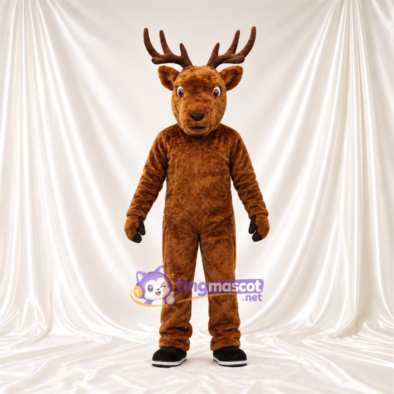 Brown Deer Mascot Costume - Brown Antlers and Black Hooves Brown Deer Mascot Costume - Brown Antlers and Black Hooves