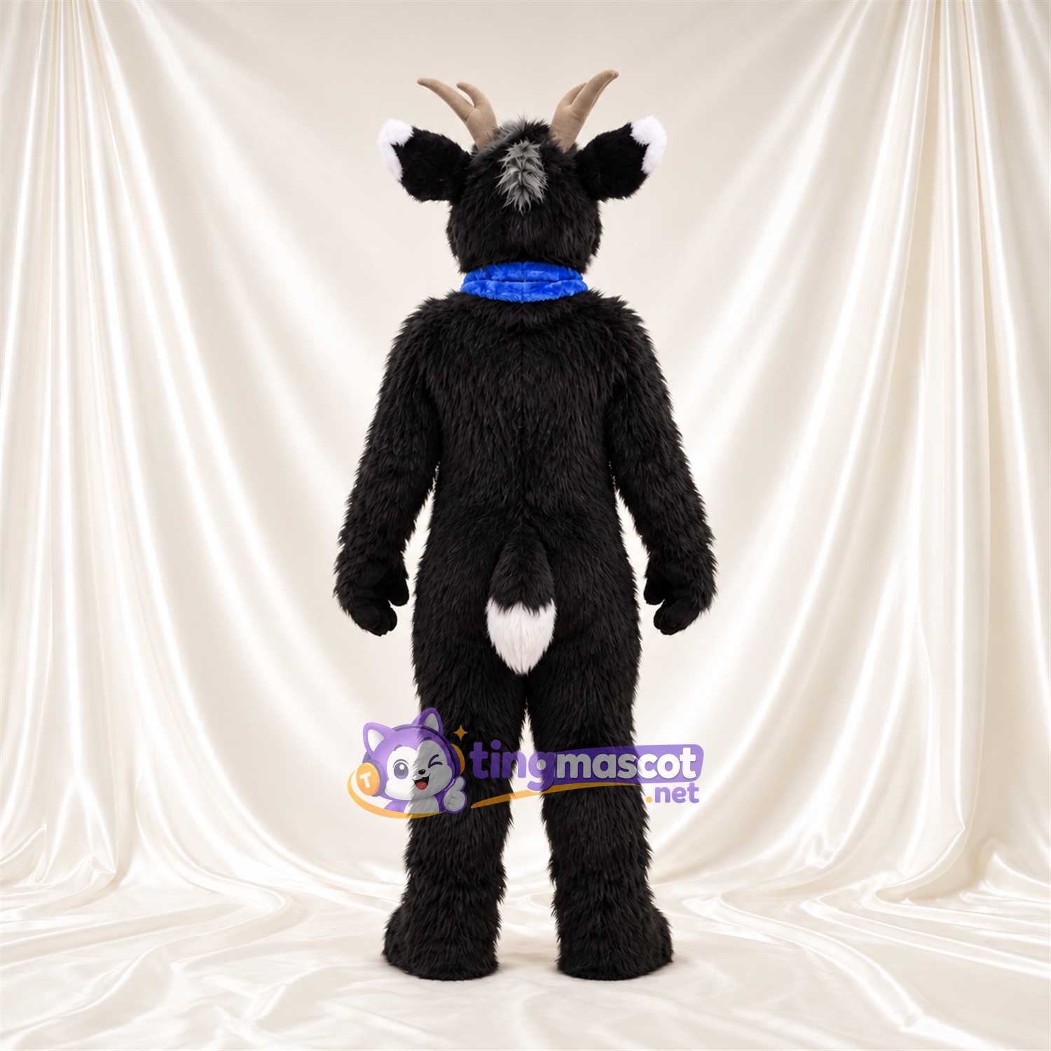 Black and White Deer Mascot Costume - Blue Scarf Black and White Deer Mascot Costume - Blue Scarf