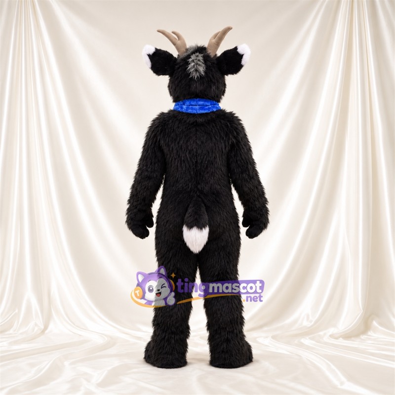 Black and White Deer Mascot Costume - Blue Scarf Black and White Deer Mascot Costume - Blue Scarf