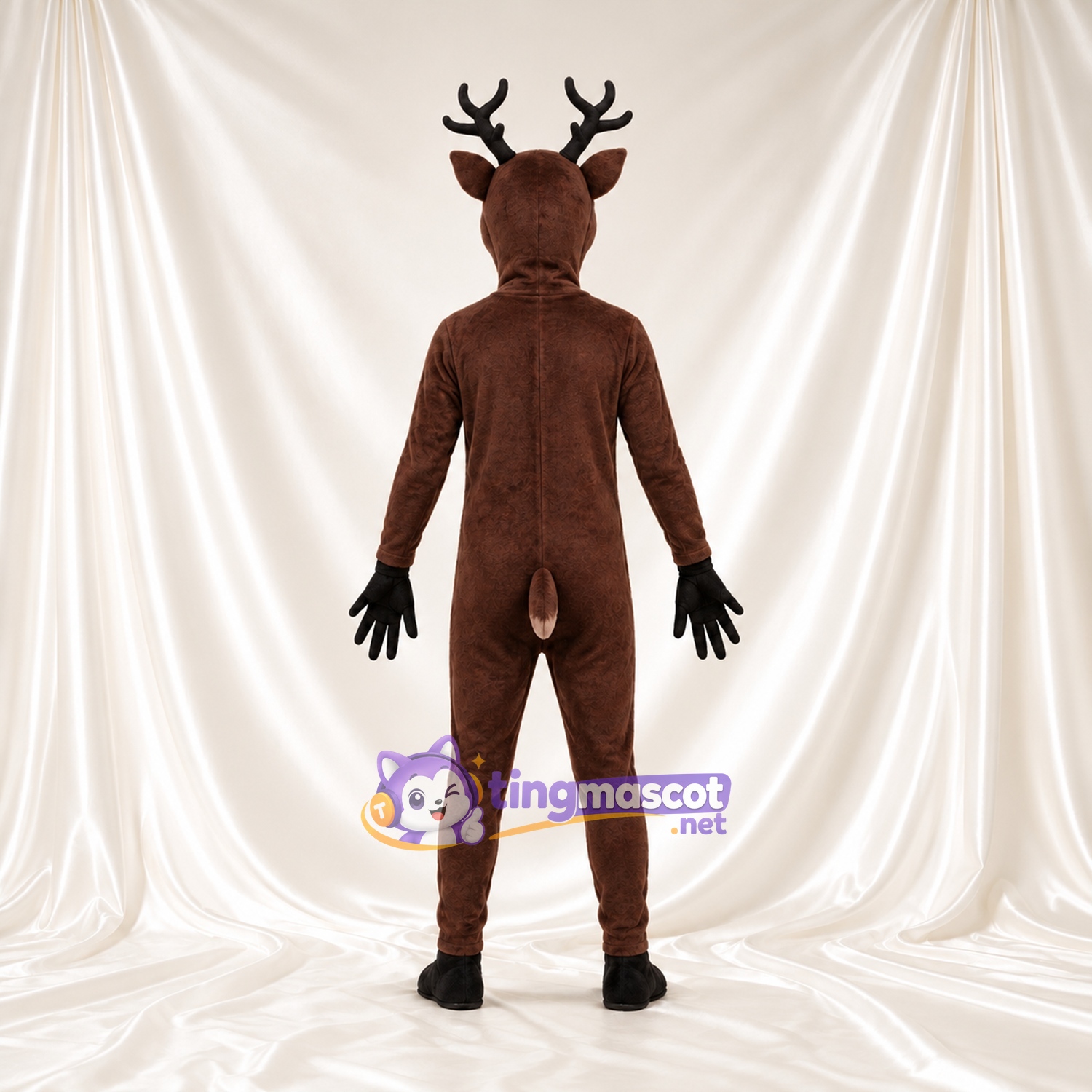Brown Deer Mascot Costume - Wide Antlers and Black Gloves Brown Deer Mascot Costume - Wide Antlers and Black Gloves