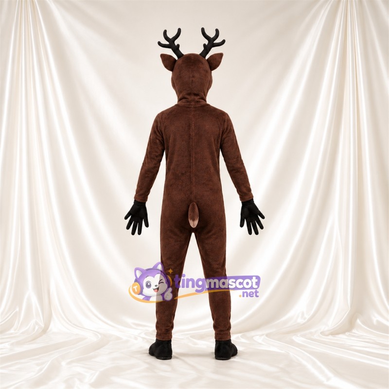 Brown Deer Mascot Costume - Wide Antlers and Black Gloves Brown Deer Mascot Costume - Wide Antlers and Black Gloves
