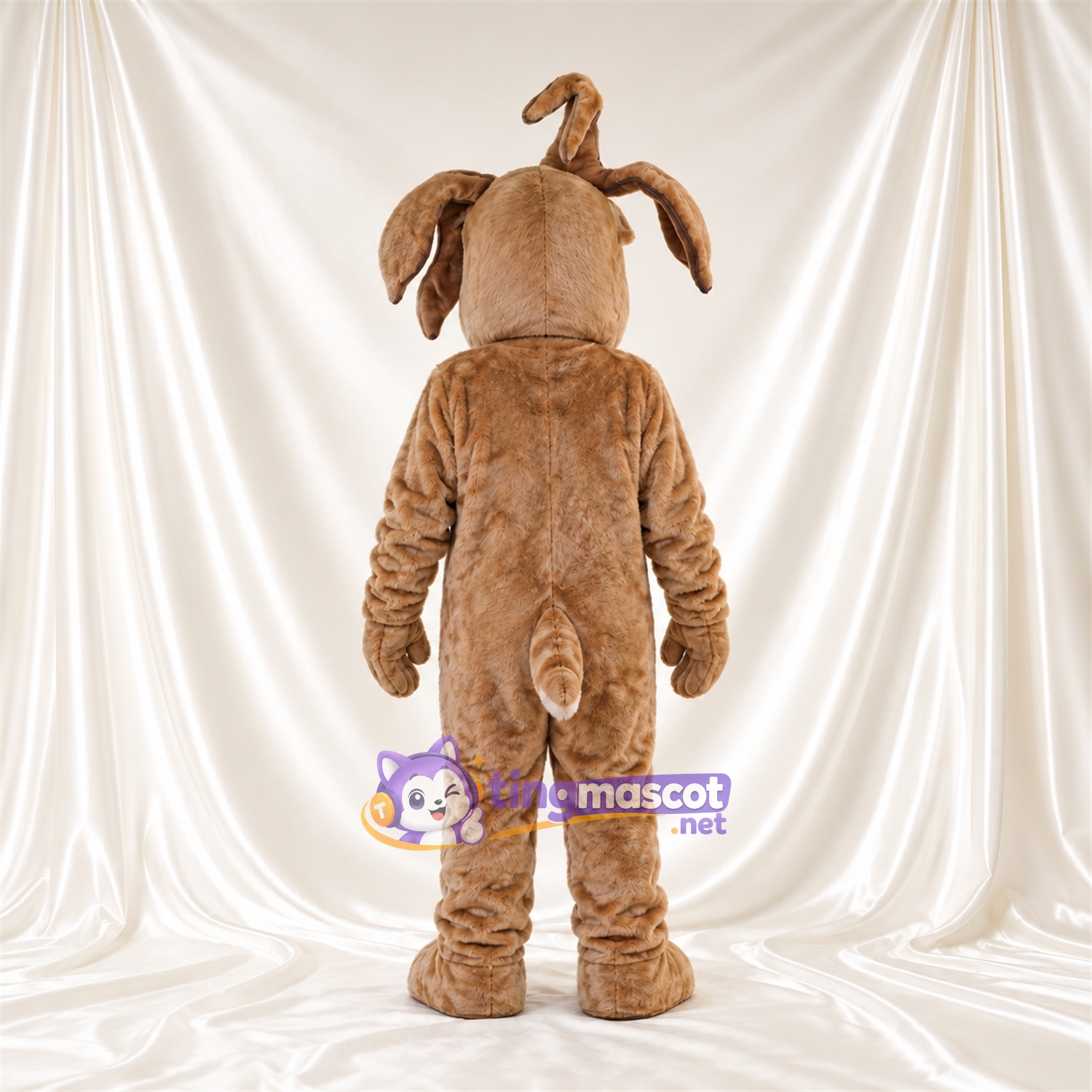 Costume de mascotte Créature fantastique – brun clair – Oreilles tombantes; Ventre (blanc)