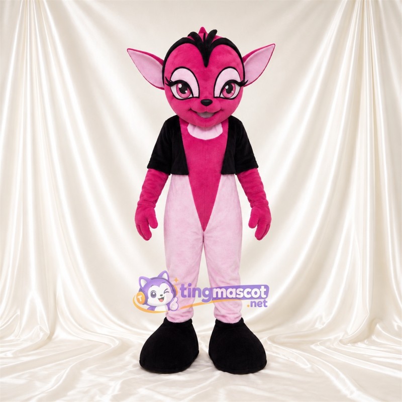 Maskottchenkostüm Fledermaus – rosa – Umhang (schwarz) Maskottchenkostüm Fledermaus – rosa – Umhang (schwarz)