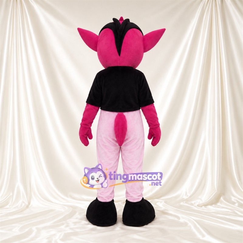 Maskottchenkostüm Fledermaus – rosa – Umhang (schwarz) Maskottchenkostüm Fledermaus – rosa – Umhang (schwarz)