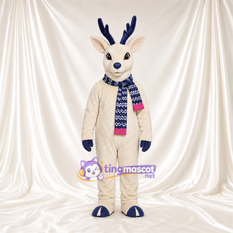 Costume de mascotte Cerf – blanc – Écharpe Costume de mascotte Cerf – blanc – Écharpe