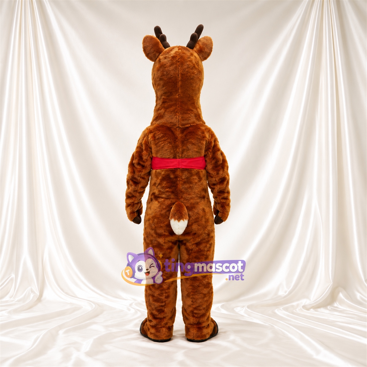 Costume de mascotte Cerf – marron – Harnais (rouge) Costume de mascotte Cerf – marron – Harnais (rouge)