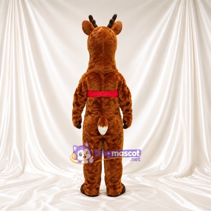 Costume de mascotte Cerf – marron – Harnais (rouge) Costume de mascotte Cerf – marron – Harnais (rouge)