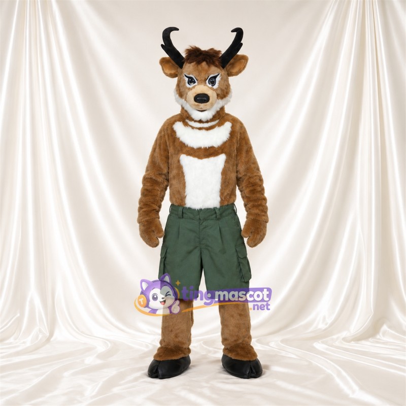 Costume de mascotte Cerf – marron – Short (vert) Costume de mascotte Cerf – marron – Short (vert)