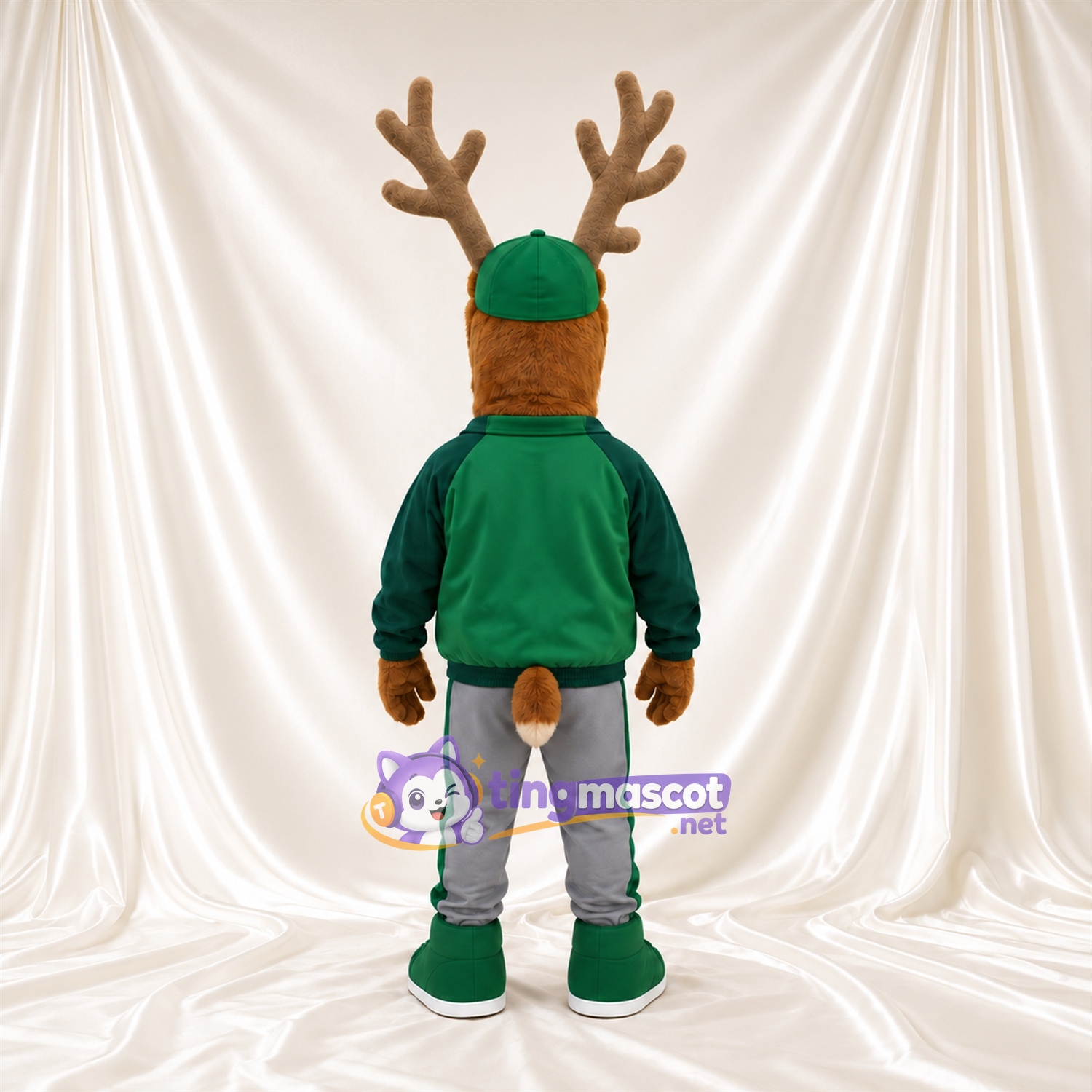 Costume de mascotte Cerf – marron – Veste (vert); Casquette Costume de mascotte Cerf – marron – Veste (vert); Casquette