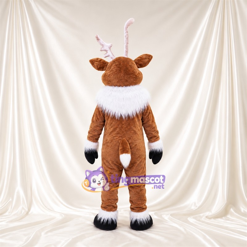 Maskottchenkostüm Hirsch – braun – Halskrause (weiß); Handgelenkmanschetten (weiß) Maskottchenkostüm Hirsch – braun – Halskrause (weiß); Handgelenkmanschetten (weiß)