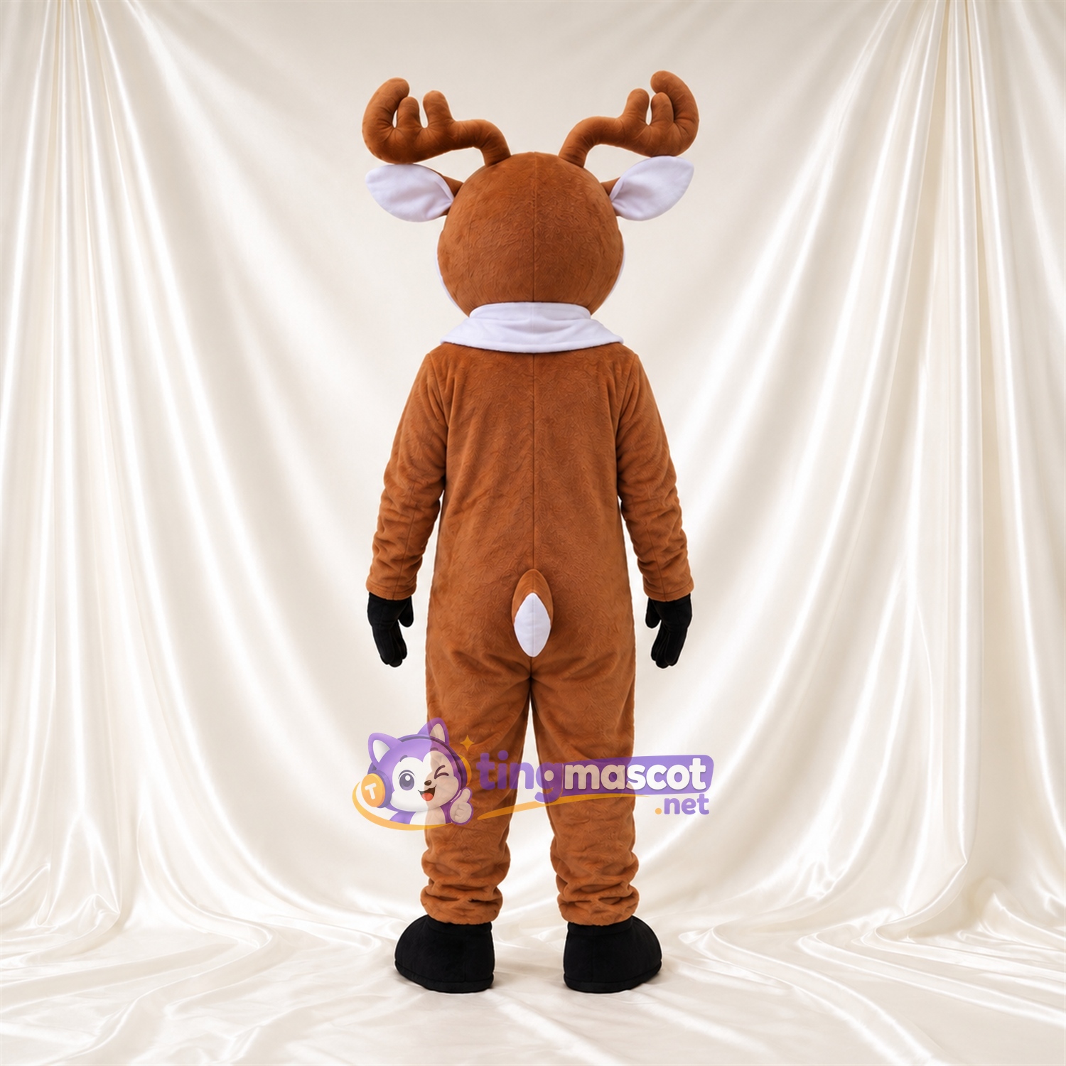 Costume de mascotte Cerf – marron – Nez (rouge); Écharpe (blanc) Costume de mascotte Cerf – marron – Nez (rouge); Écharpe (blanc)