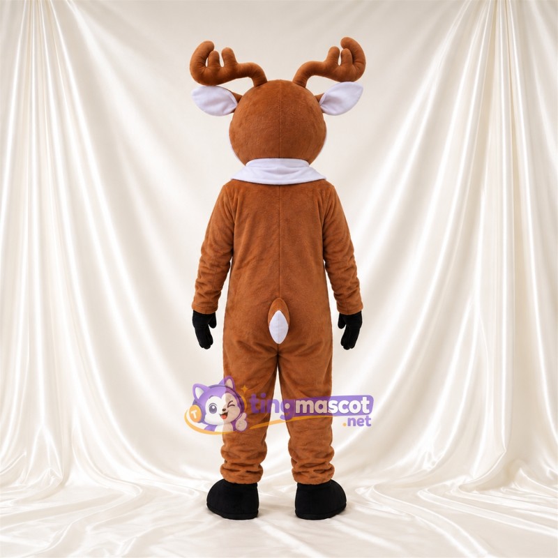 Costume de mascotte Cerf – marron – Nez (rouge); Écharpe (blanc) Costume de mascotte Cerf – marron – Nez (rouge); Écharpe (blanc)