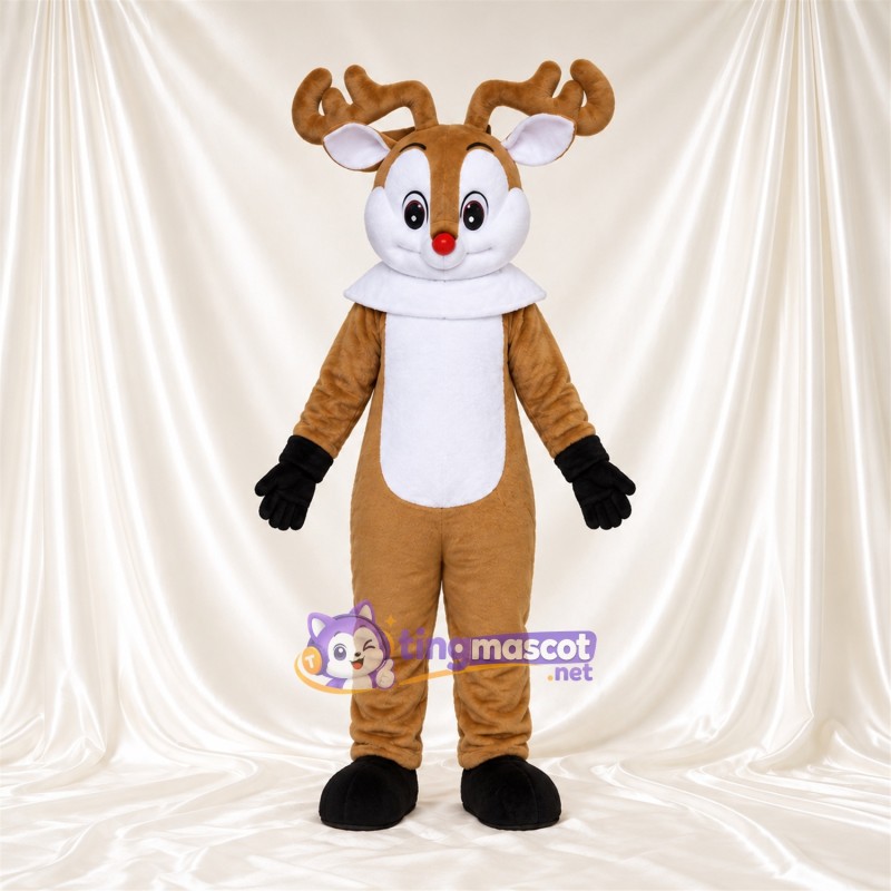 Costume de mascotte Cerf – marron – Écharpe (blanc) Costume de mascotte Cerf – marron – Écharpe (blanc)
