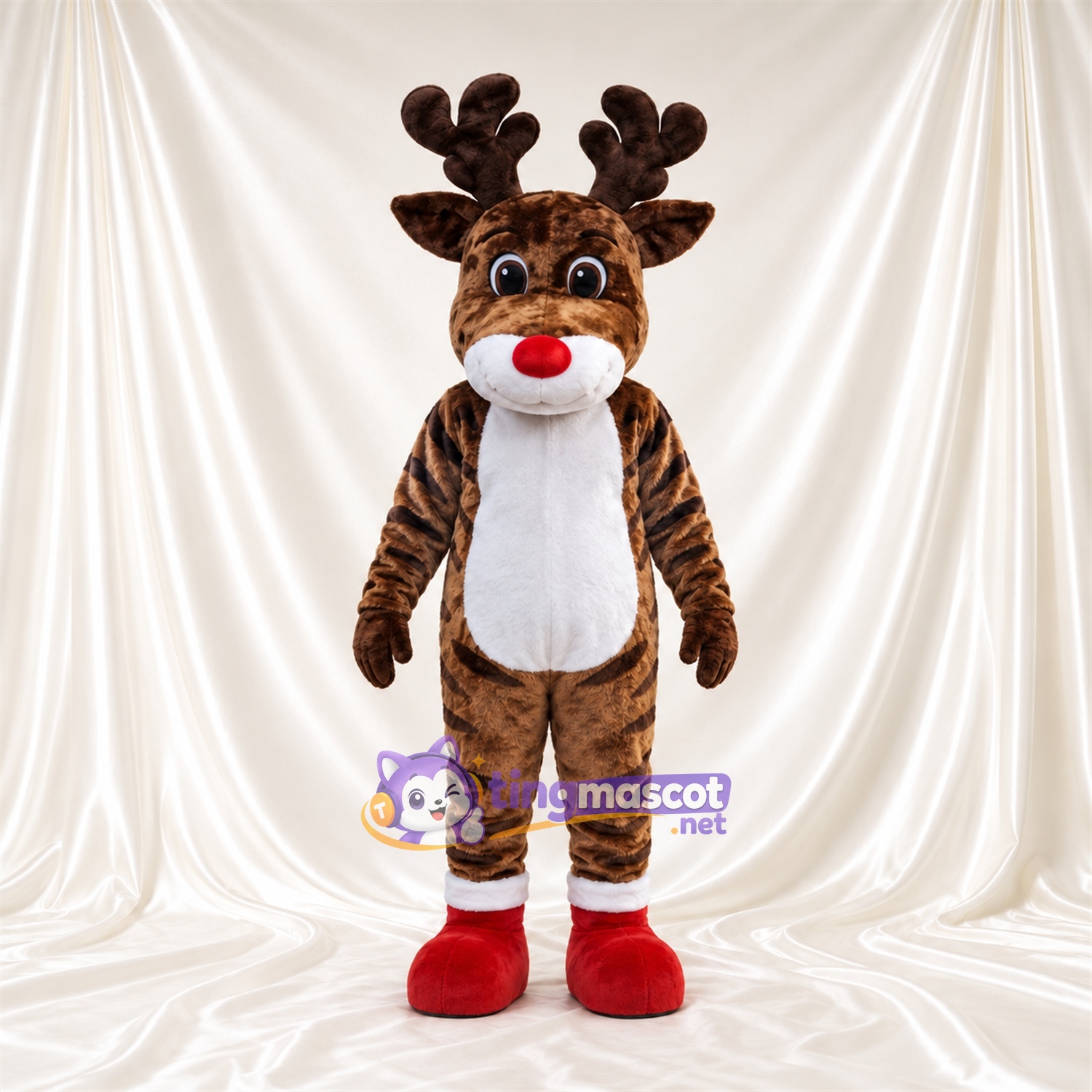 Costume de mascotte Cerf – marron – Bottes (rouge) Costume de mascotte Cerf – marron – Bottes (rouge)