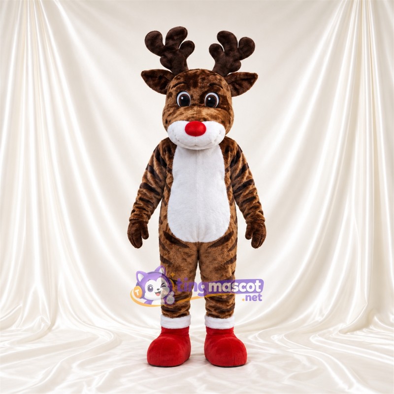 Costume de mascotte Cerf – marron – Bottes (rouge) Costume de mascotte Cerf – marron – Bottes (rouge)