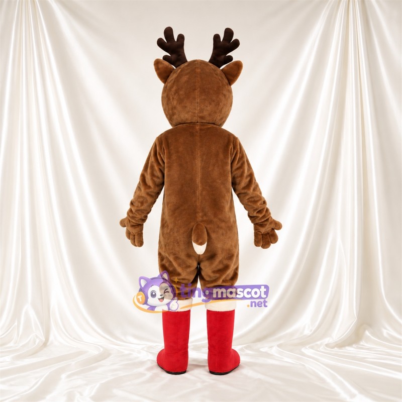 Costume de mascotte Renne – marron – Bottes (rouge) Costume de mascotte Renne – marron – Bottes (rouge)