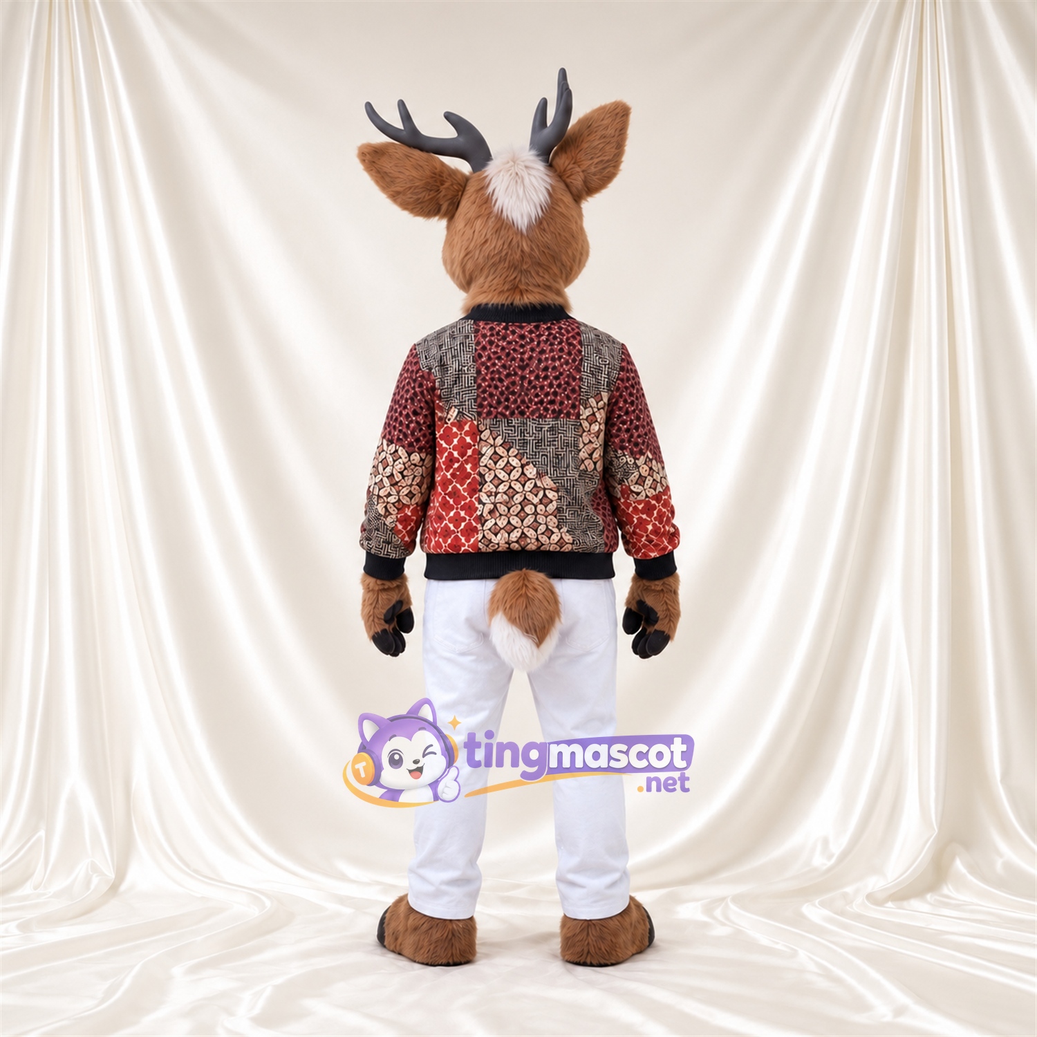 Costume de mascotte Cerf – marron – Veste; Pantalon (blanc) Costume de mascotte Cerf – marron – Veste; Pantalon (blanc)