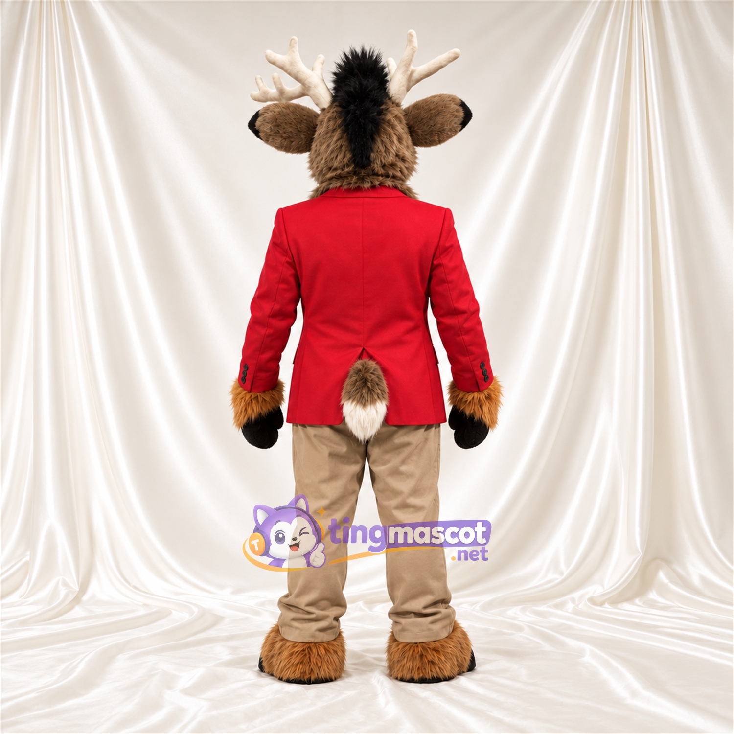 Costume de mascotte Cerf – marron – Veste (rouge); Pantalon (brun clair) Costume de mascotte Cerf – marron – Veste (rouge); Pantalon (brun clair)