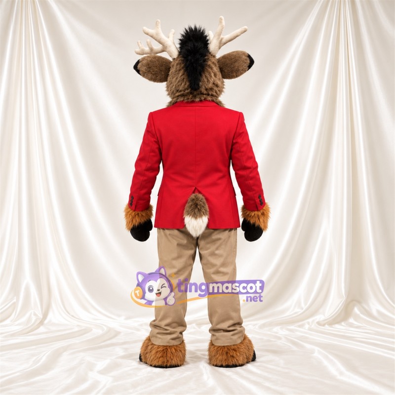Costume de mascotte Cerf – marron – Veste (rouge); Pantalon (brun clair) Costume de mascotte Cerf – marron – Veste (rouge); Pantalon (brun clair)
