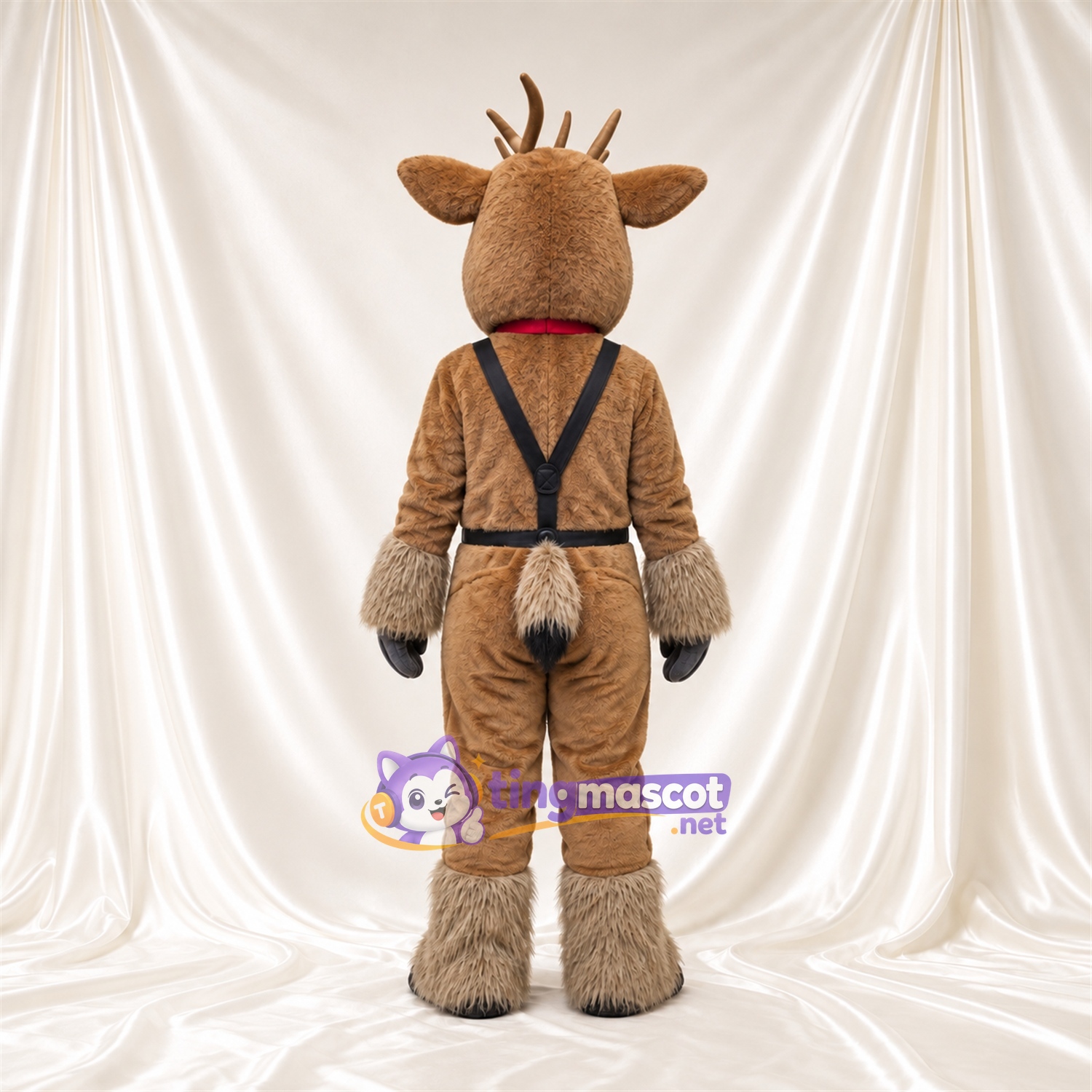 Brown Reindeer Mascot Costume - Brown Overalls Brown Reindeer Mascot Costume - Brown Overalls