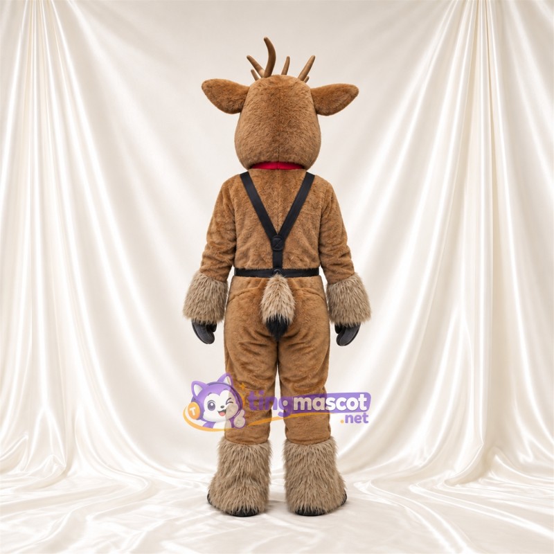 Brown Reindeer Mascot Costume - Brown Overalls Brown Reindeer Mascot Costume - Brown Overalls