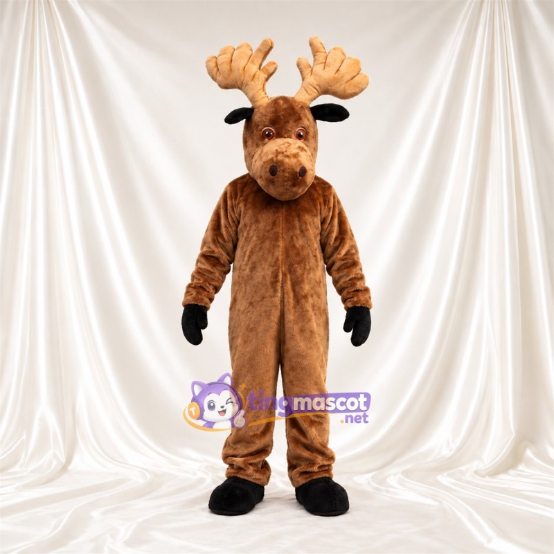 Costume de mascotte Cerf – marron – Bois; Gants (noir) Costume de mascotte Cerf – marron – Bois; Gants (noir)
