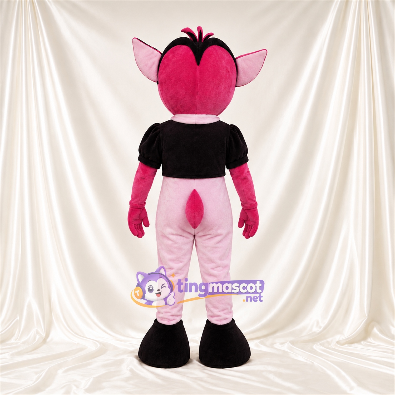 Maskottchenkostüm Fledermaus – rosa – Jacke (schwarz); Hose (weiß) Maskottchenkostüm Fledermaus – rosa – Jacke (schwarz); Hose (weiß)