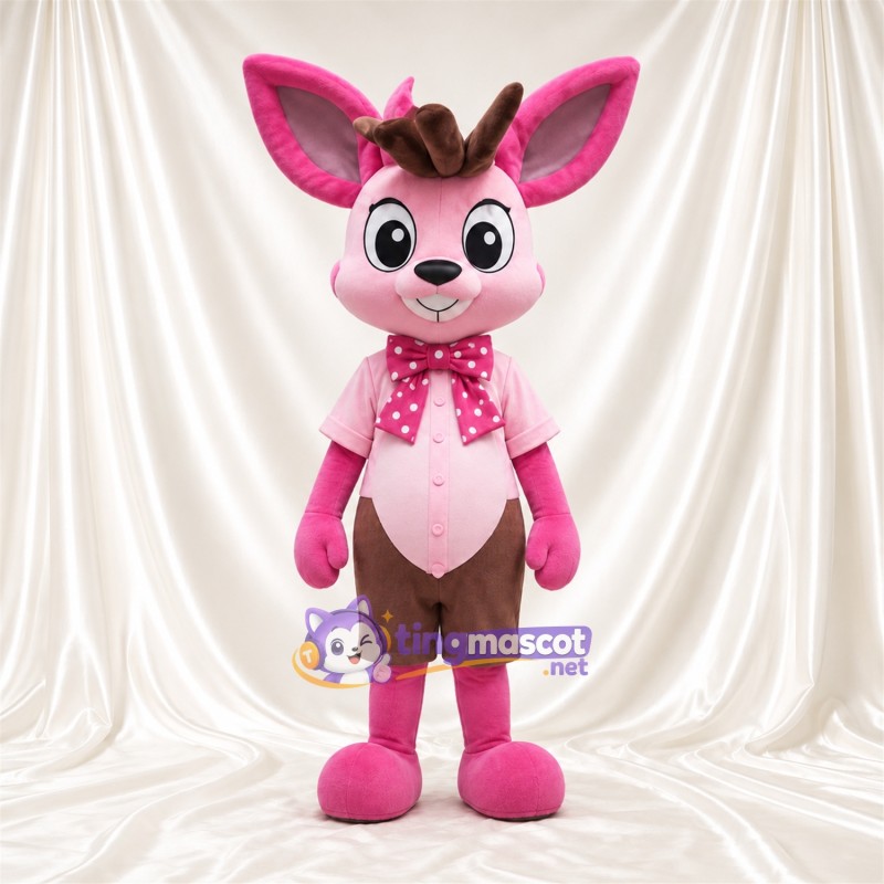 Costume de mascotte Cerf – rose – Chemise (rose); Short (marron) Costume de mascotte Cerf – rose – Chemise (rose); Short (marron)