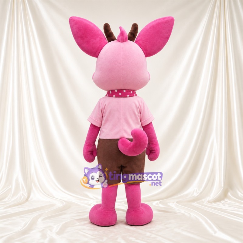 Costume de mascotte Cerf – rose – Chemise (rose); Short (marron) Costume de mascotte Cerf – rose – Chemise (rose); Short (marron)