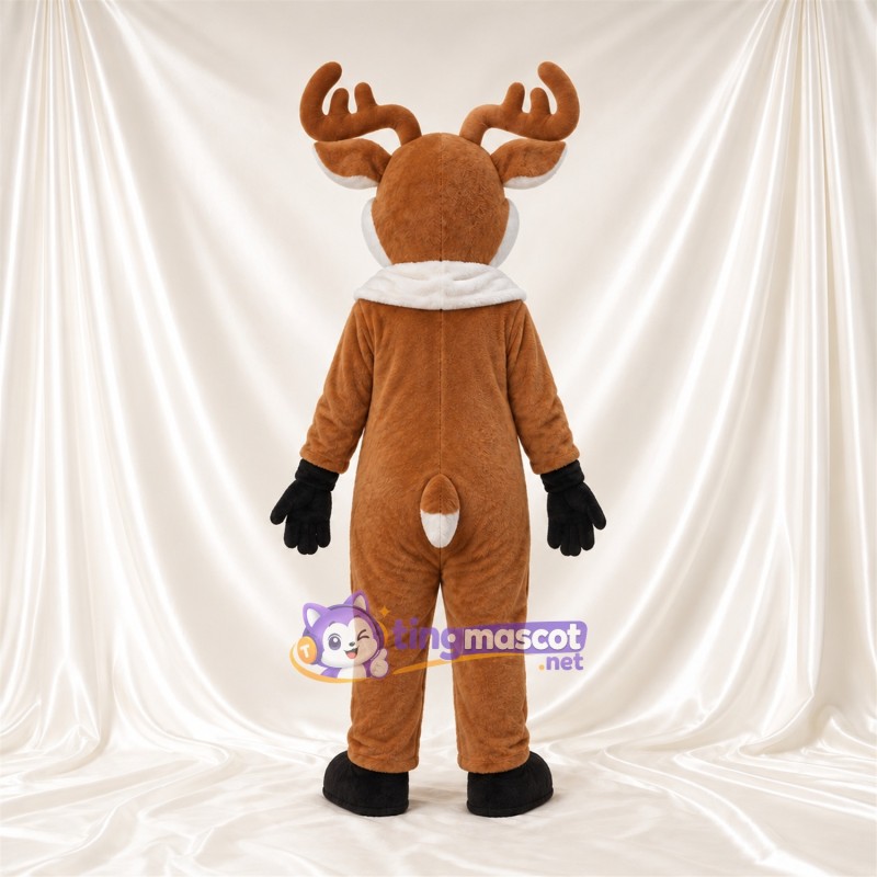 Costume de mascotte Cerf – marron – Nez (rouge); Écharpe (blanc) Costume de mascotte Cerf – marron – Nez (rouge); Écharpe (blanc)