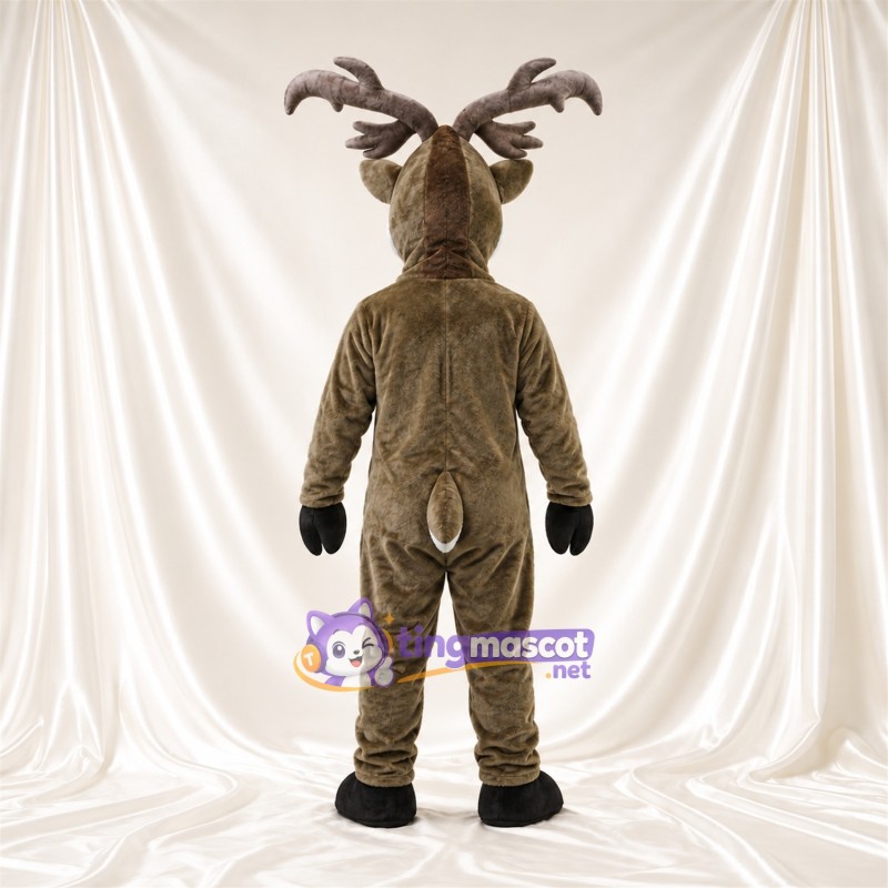 Brown Deer Mascot Costume - Gray Antlers and White Face Brown Deer Mascot Costume - Gray Antlers and White Face