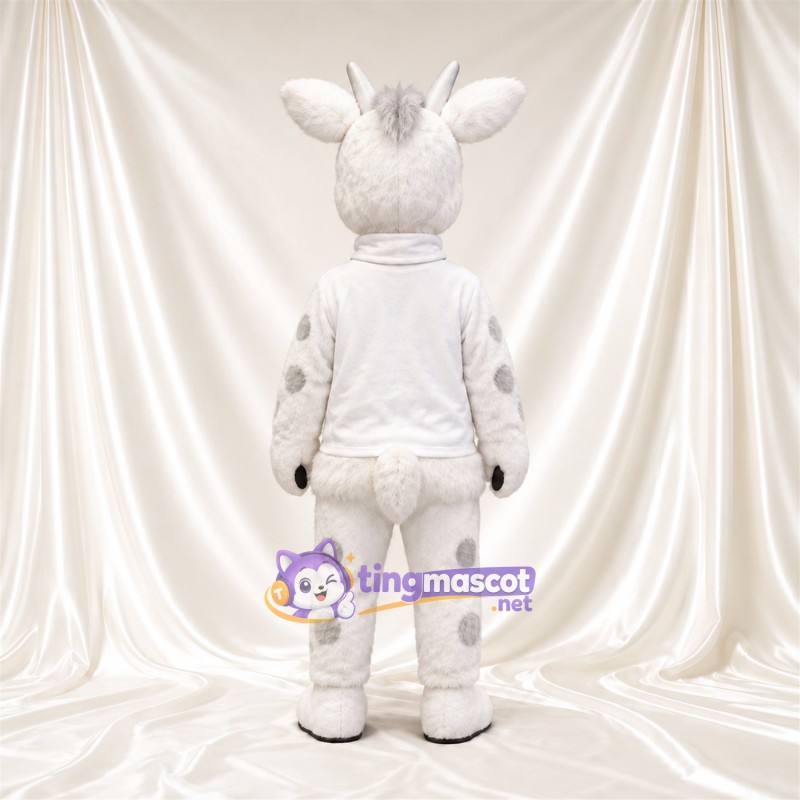 Costume de mascotte Cerf – blanc – Taches (gris) Costume de mascotte Cerf – blanc – Taches (gris)
