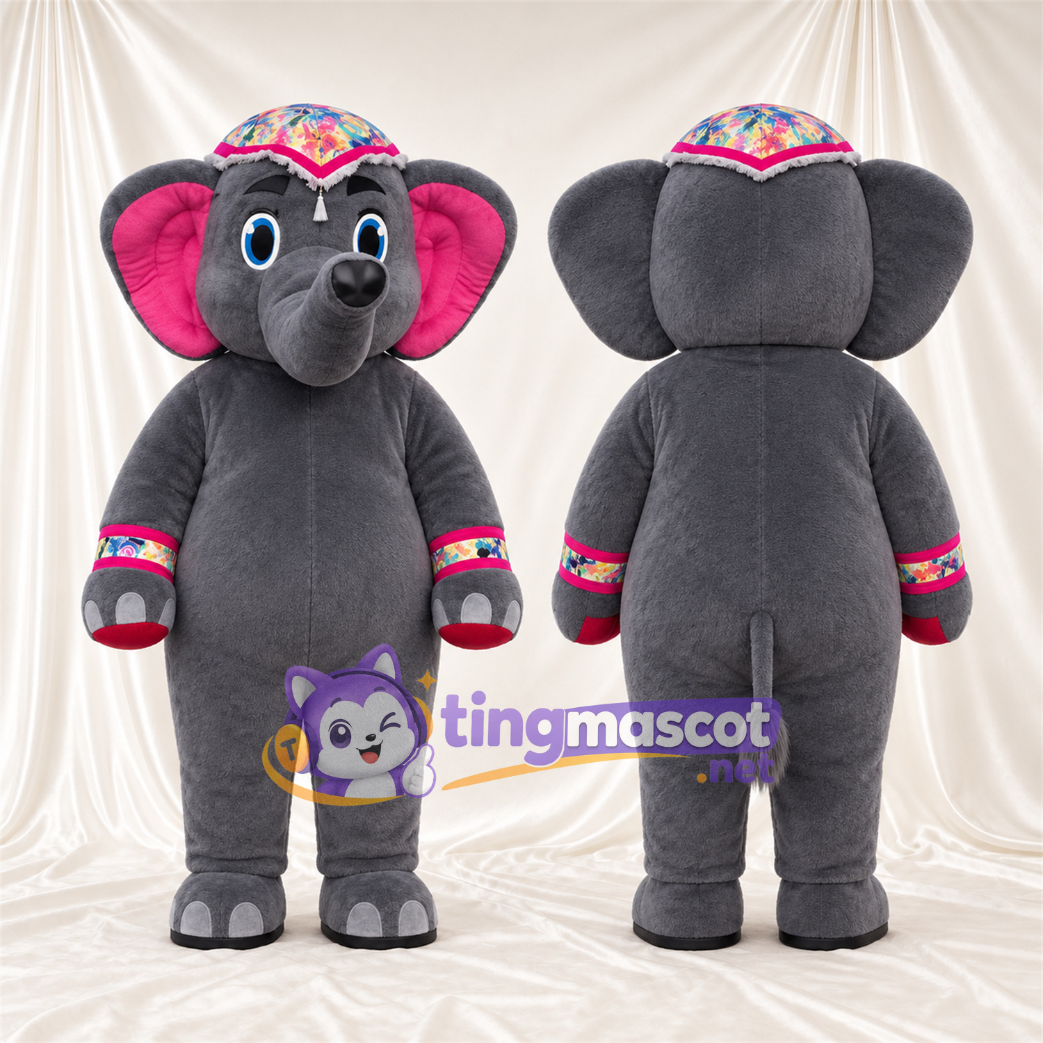 Costume de mascotte Éléphant – gris – Casquette Costume de mascotte Éléphant – gris – Casquette