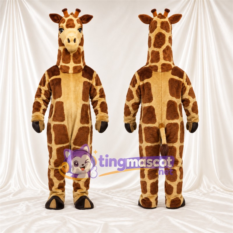 Maskottchenkostüm Giraffe – braun / creme – Bauch (creme); Großes Fleckenmuster