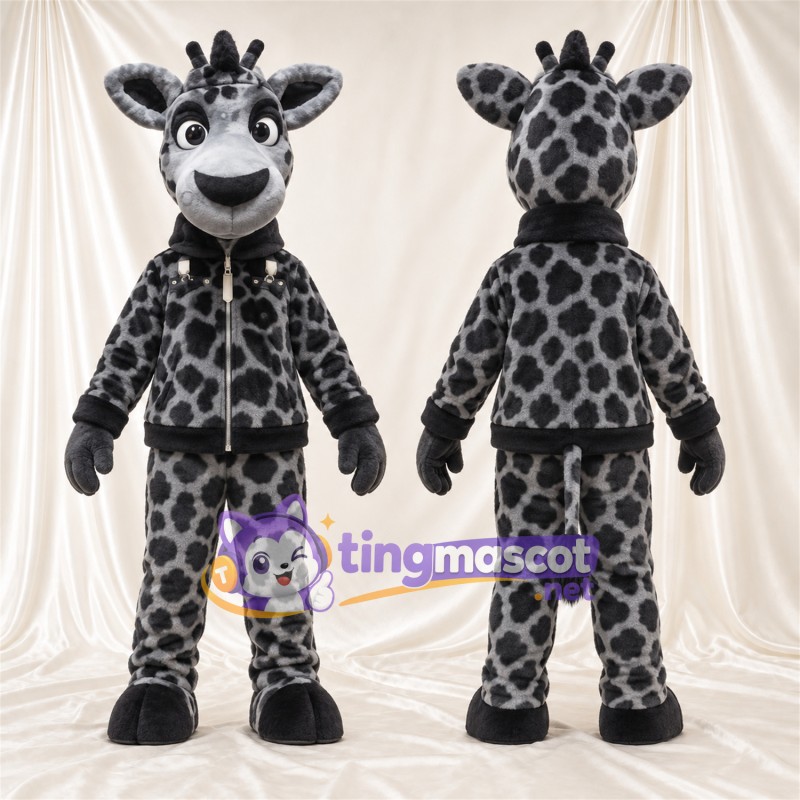 Costume de mascotte Girafe – gris / noir – Tenue