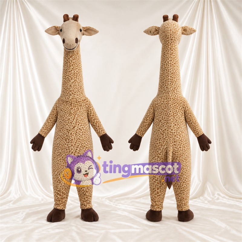 Maskottchenkostüm Giraffe – gelb / braun – Langer Hals; Kleines Fleckenmuster