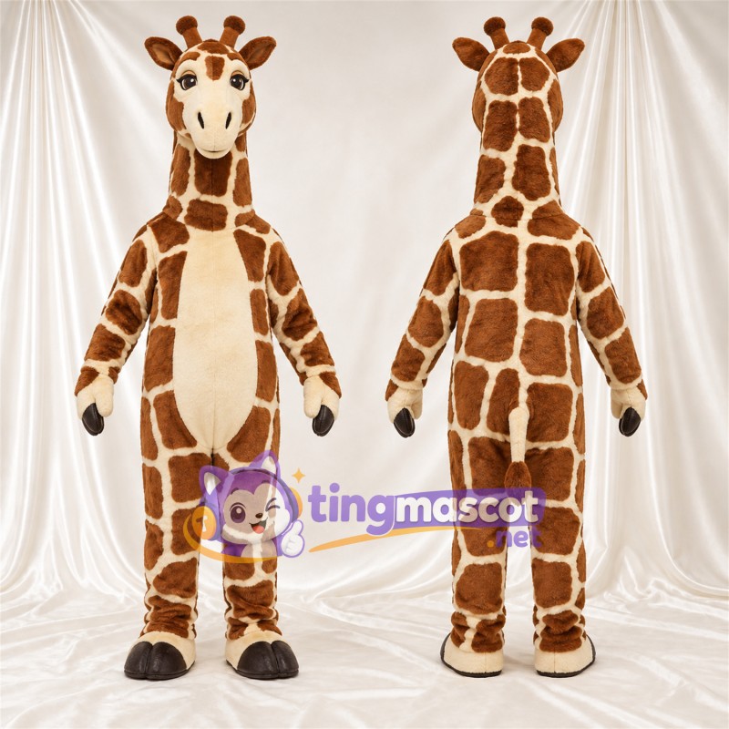 Maskottchenkostüm Giraffe – braun / creme – Bauch (creme); Großes Fleckenmuster