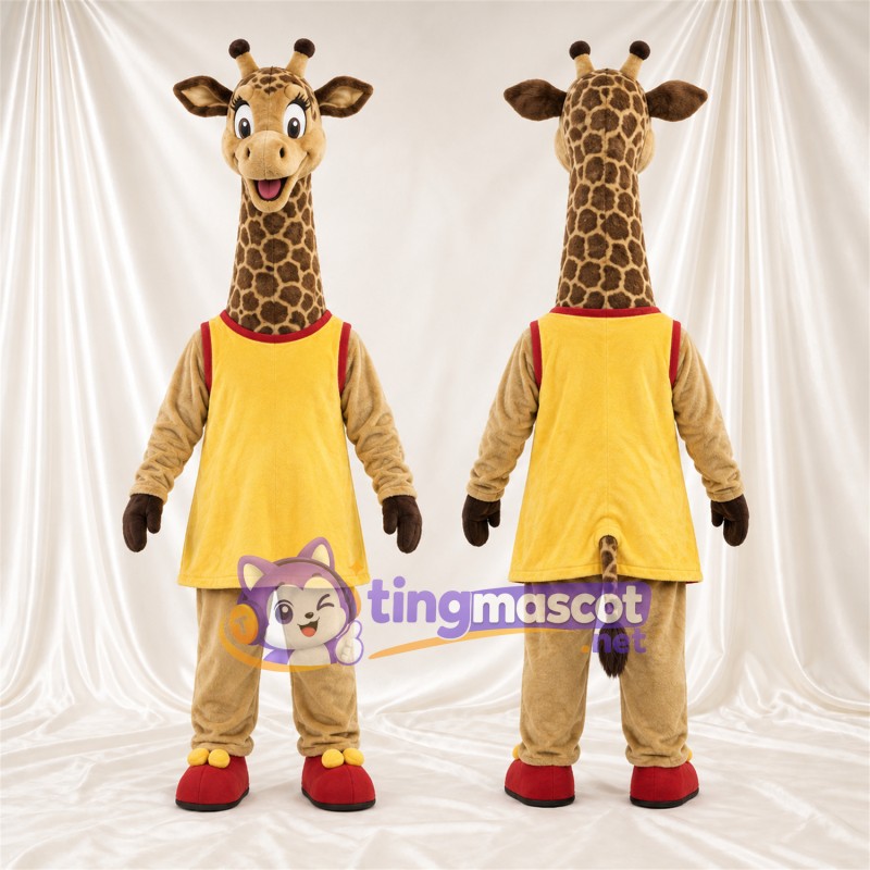 Maskottchenkostüm Giraffe – braun / creme – Tunika (gelb)