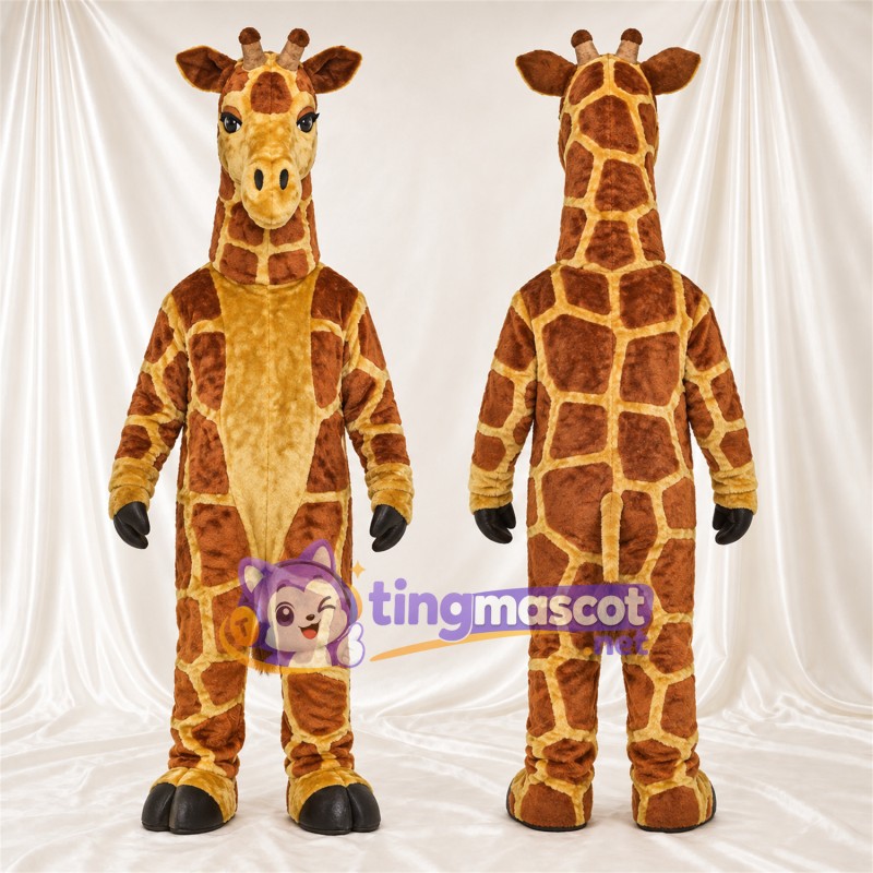 Maskottchenkostüm Giraffe – braun / creme – Bauch (creme); Großes Fleckenmuster