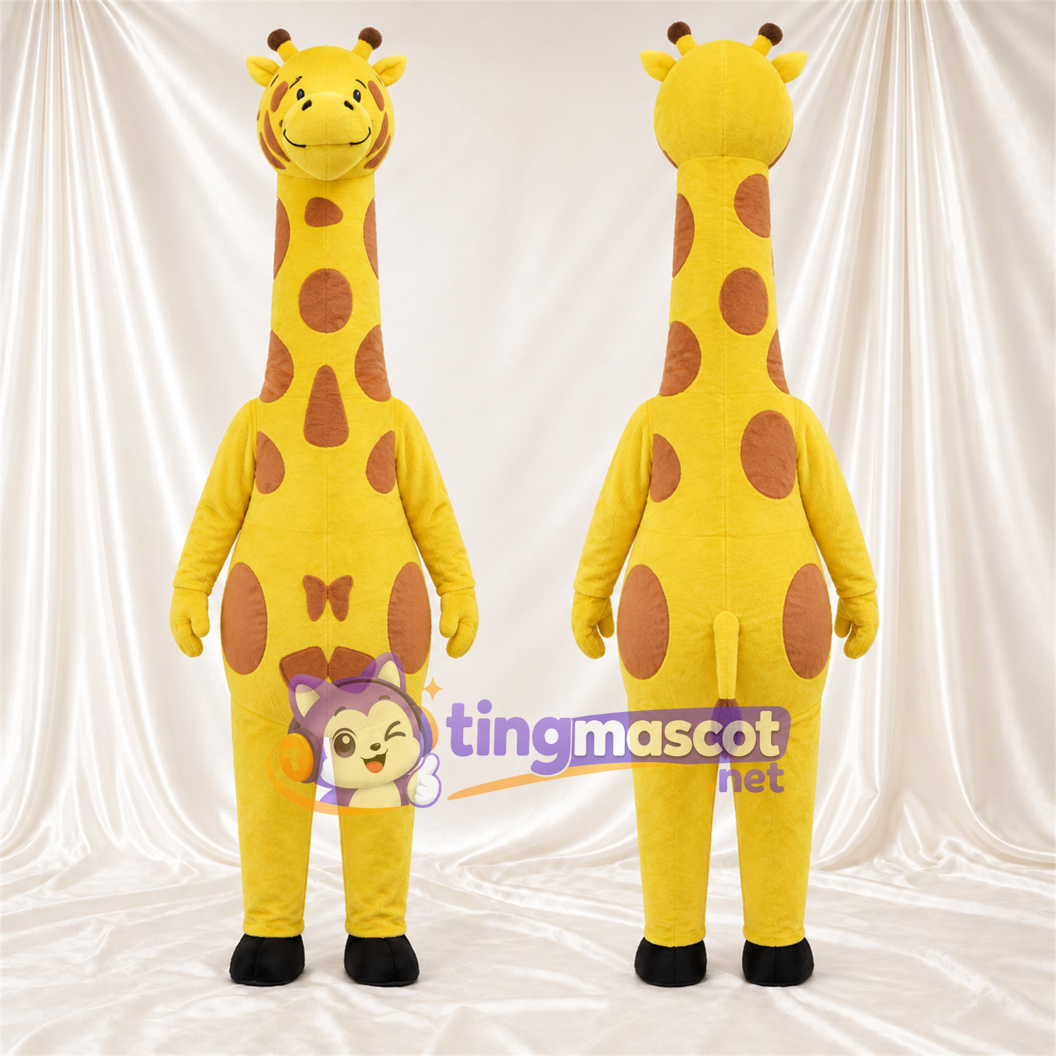 Maskottchenkostüm Giraffe – gelb / braun – Langer Hals; Flecken Maskottchenkostüm Giraffe – gelb / braun – Langer Hals; Flecken