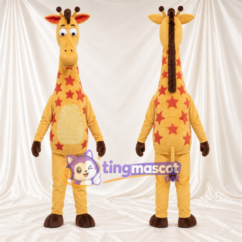 Maskottchenkostüm Giraffe – gelb / orange – Bauch (gelb); Sternenmuster